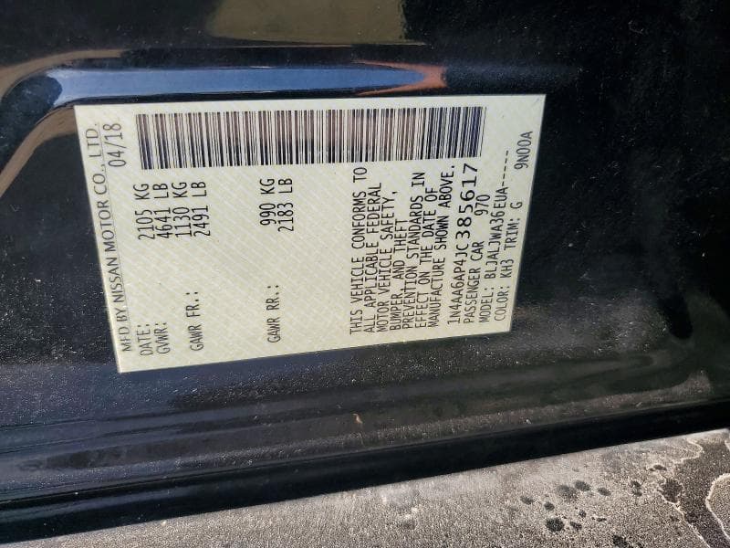 2018 NISSAN MAXIMA 3.5 SV 12