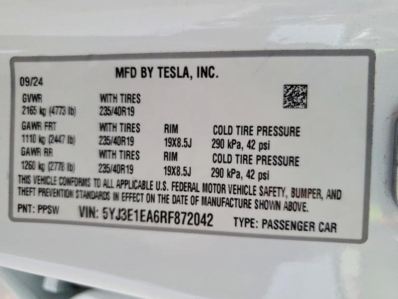 2024 TESLA MODEL 3 12