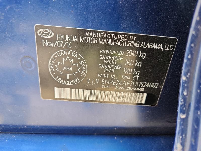 2017 HYUNDAI SONATA SE 12
