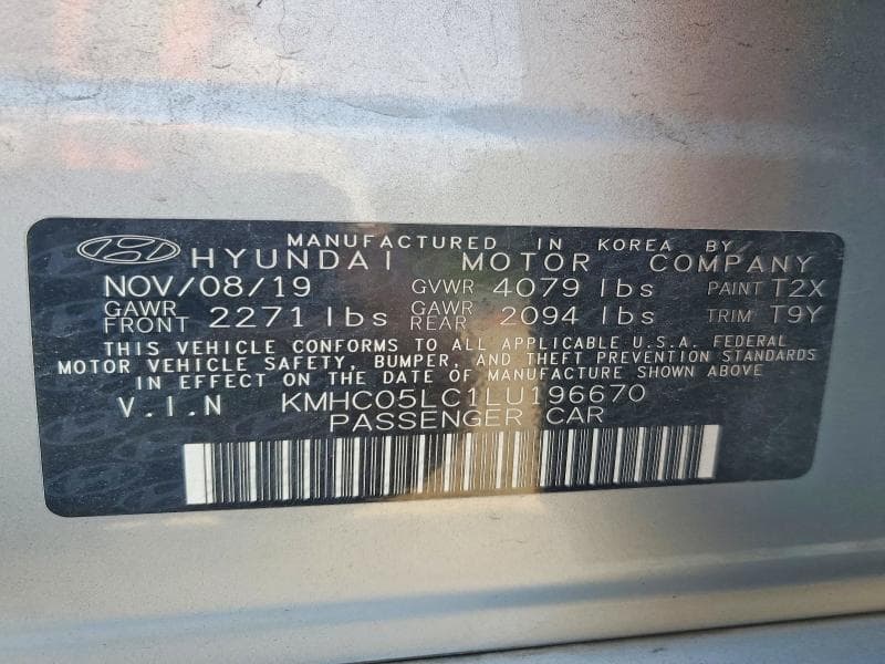 2020 HYUNDAI IONIQ LIMITED 13