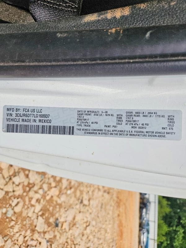 2020 RAM 1500 TRADESMAN 12
