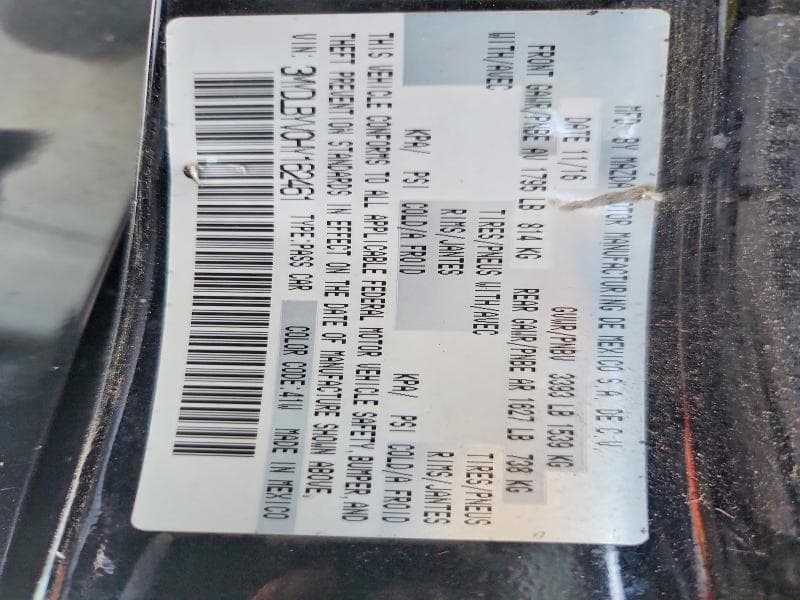 2017 TOYOTA YARIS IA BASE 12