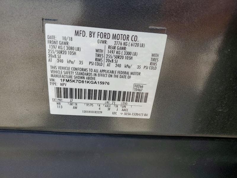2019 FORD EXPLORER XLT 13