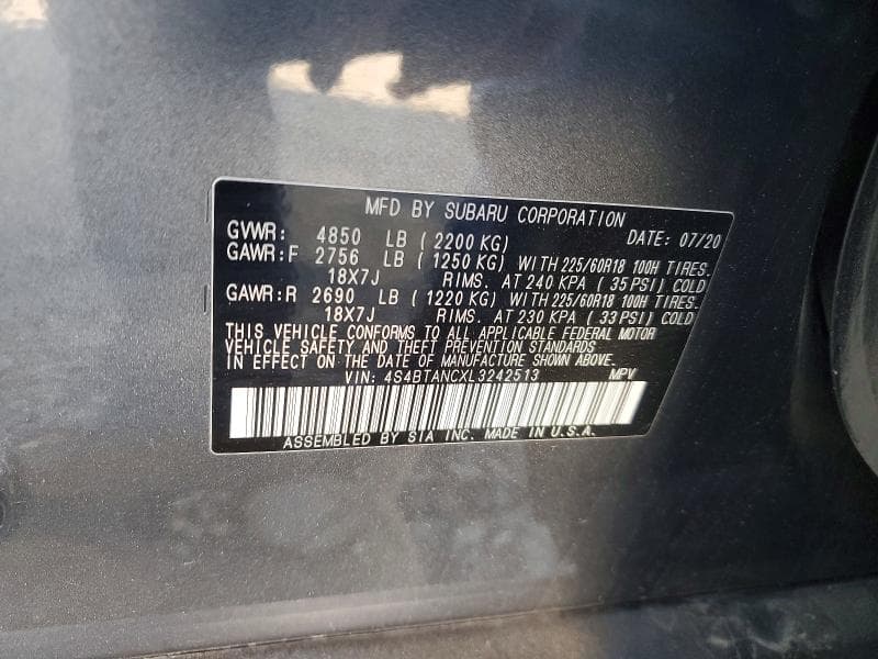 2020 SUBARU OUTBACK LIMITED 14