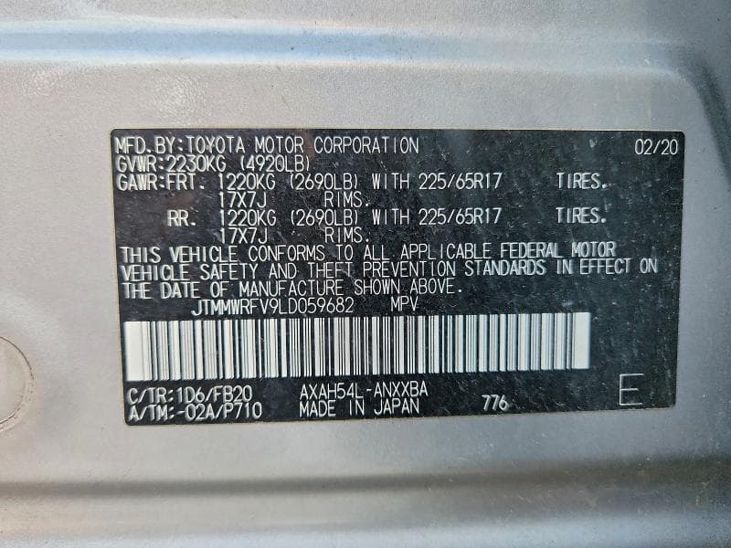 2020 TOYOTA RAV4 LE 14