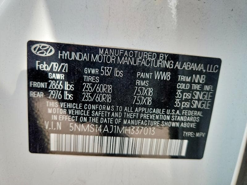 2021 HYUNDAI SANTA FE SE 13