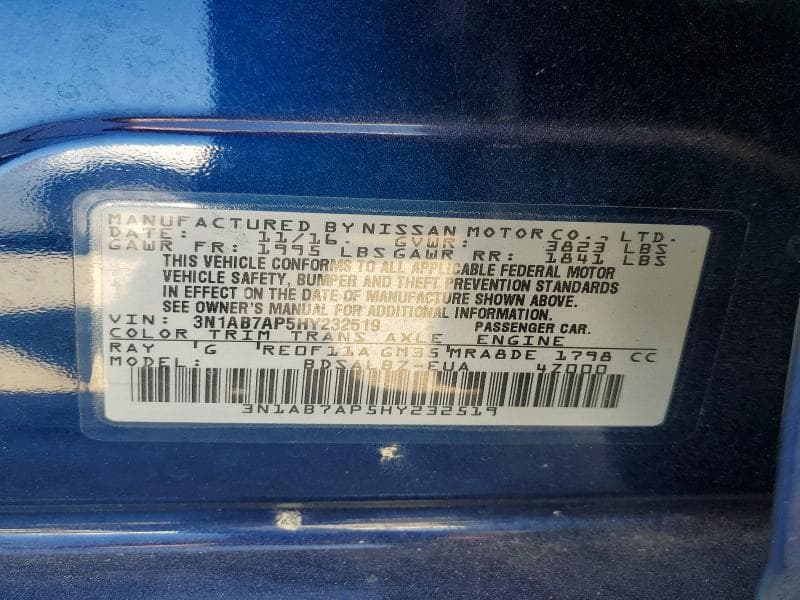 2017 NISSAN SENTRA S 12