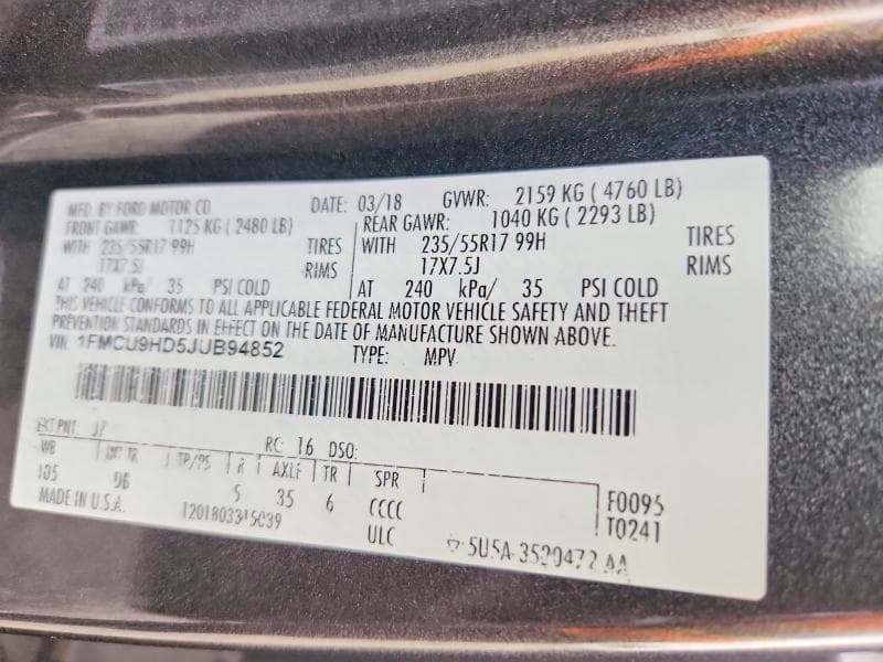 2018 FORD ESCAPE SEL 13