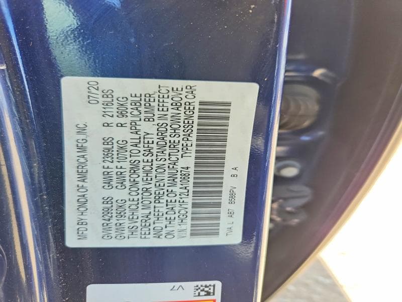 2020 HONDA ACCORD LX 12