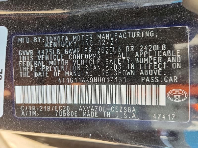 2022 TOYOTA CAMRY SE NIGHTSHADE 12