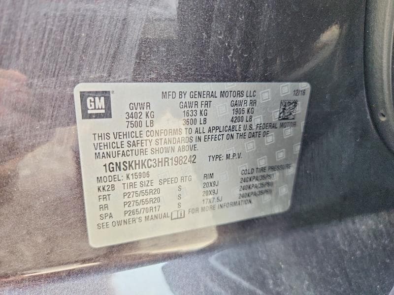 2017 CHEVROLET SUBURBAN K1500 LT 13