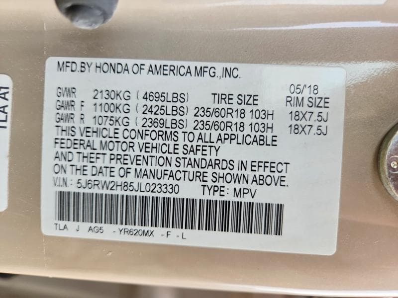 2018 HONDA CR-V EXL 12