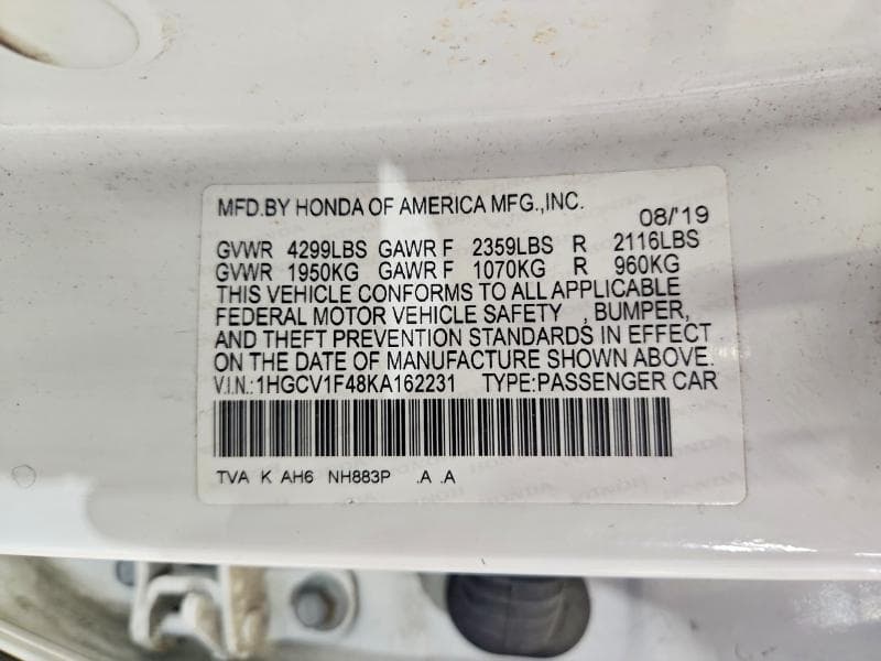 2019 HONDA ACCORD EX 12