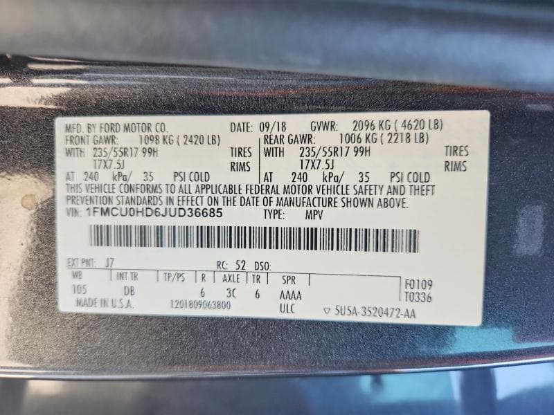 2018 FORD ESCAPE SEL 13