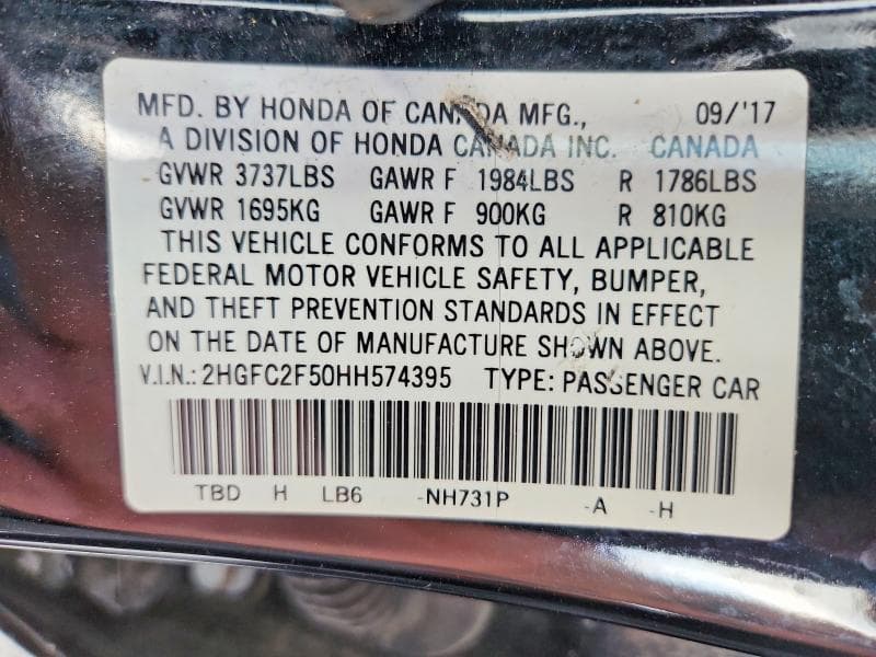 2017 HONDA CIVIC LX 12
