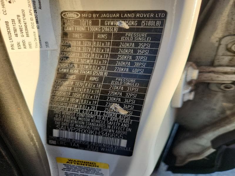 2019 LAND ROVER RANGE ROVER EVOQUE SE 13
