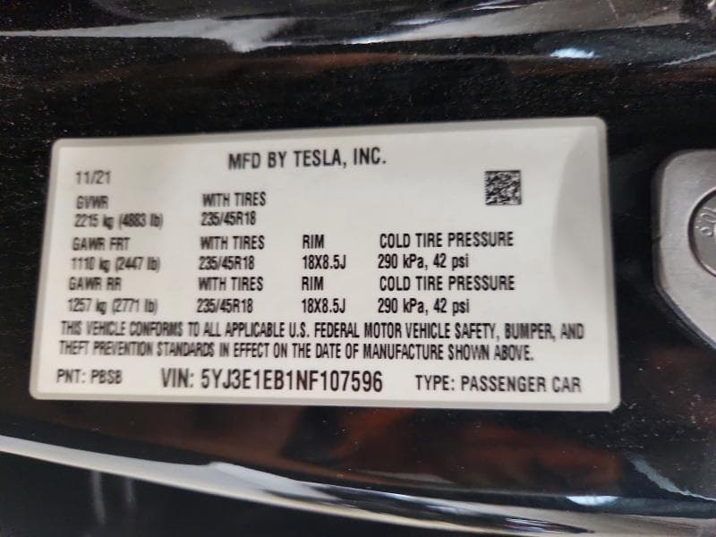 2022 TESLA MODEL 3 13