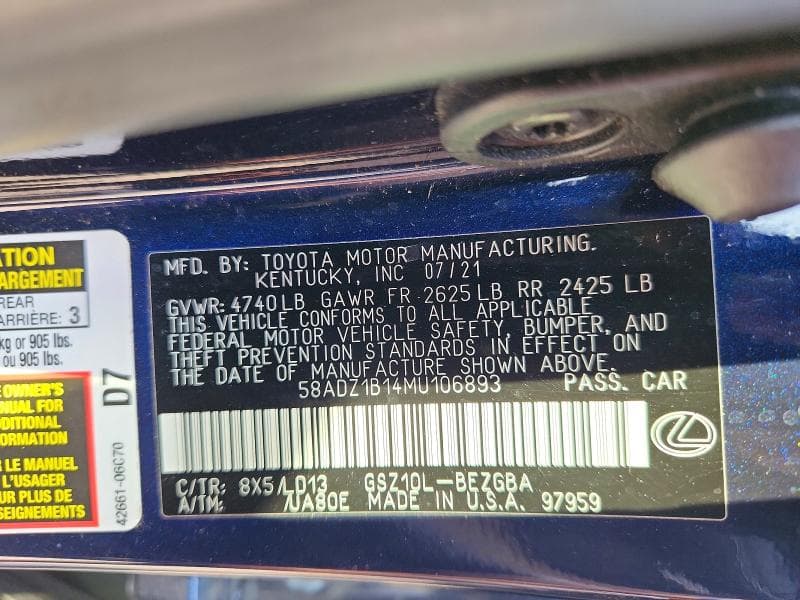 2021 LEXUS ES 350 BASE 13