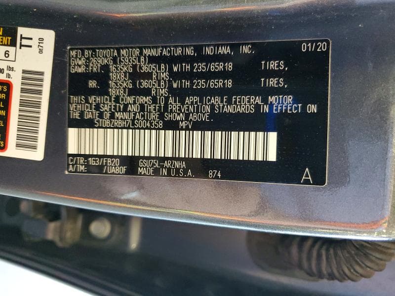 2020 TOYOTA HIGHLANDER LE 14