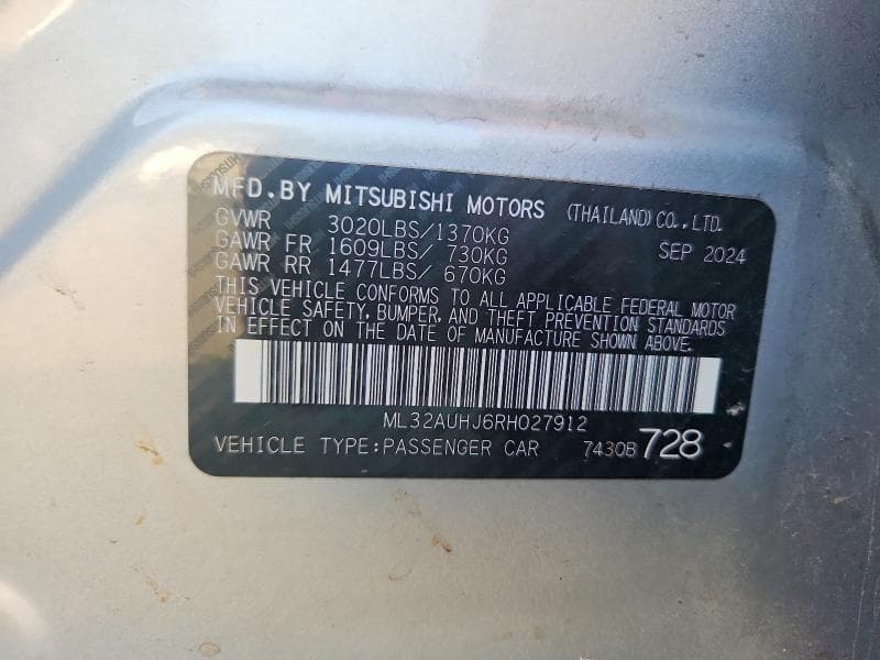 2024 MITSUBISHI MIRAGE ES 12