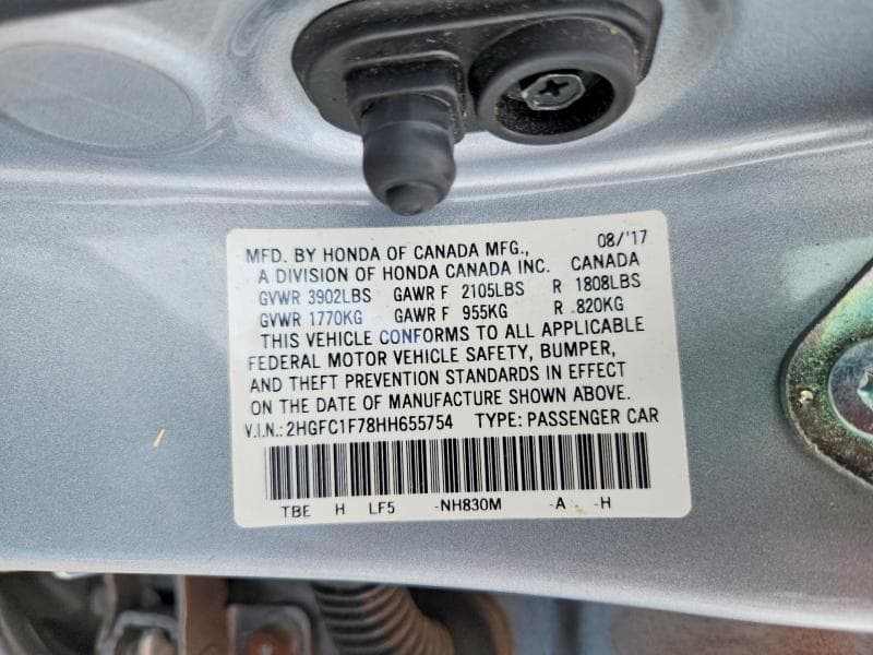 2017 HONDA CIVIC EXL 12