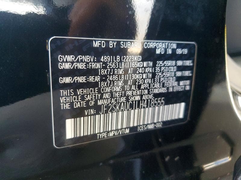 2020 SUBARU FORESTER LIMITED 12