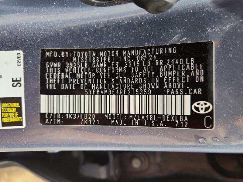 2024 TOYOTA COROLLA LE 13