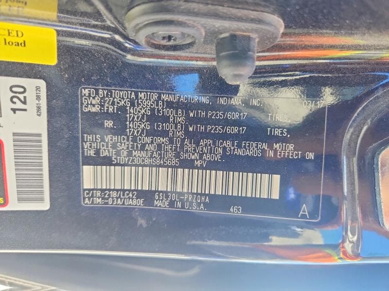 2017 TOYOTA SIENNA XLE 8-PASSENGER 13
