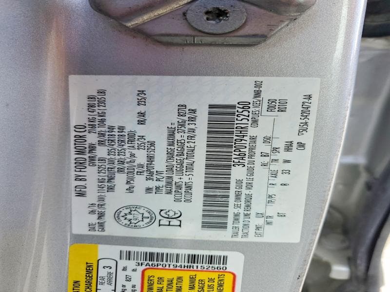2017 FORD FUSION SE 12