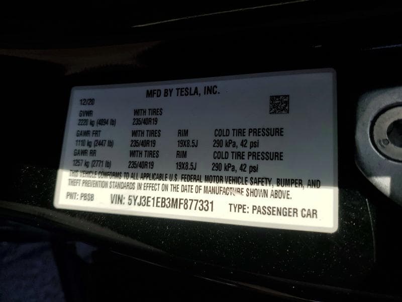 2021 TESLA MODEL 3 12