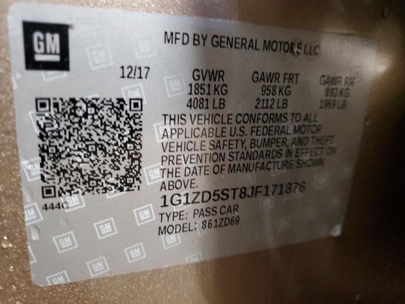 2018 CHEVROLET MALIBU LT 12