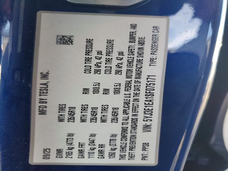 2025 TESLA MODEL 3 12