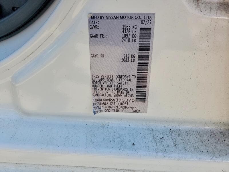 2025 NISSAN ALTIMA SV 12