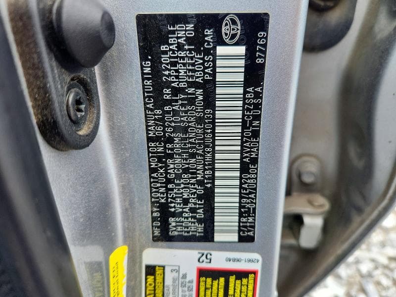 2018 TOYOTA CAMRY SE 12