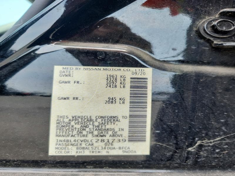 2020 NISSAN ALTIMA SR 12