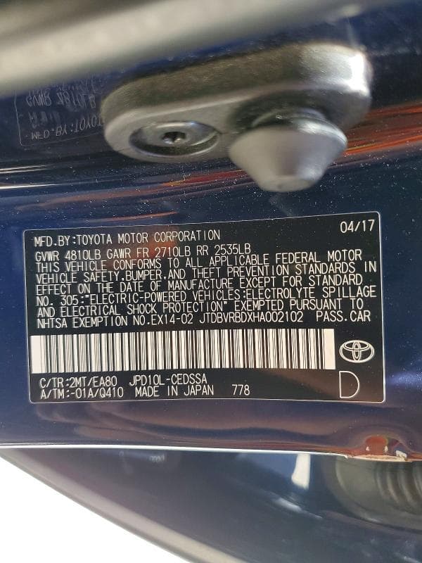 2017 TOYOTA MIRAI BASE 12