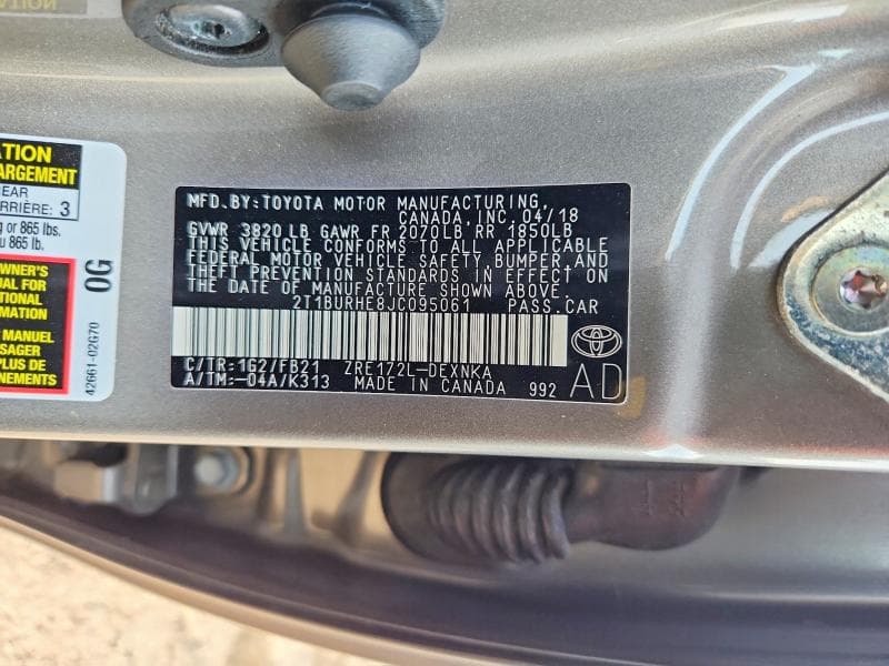2018 TOYOTA COROLLA LE 13