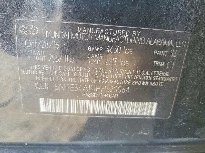 2017 HYUNDAI SONATA LIMITED 2.0T 12