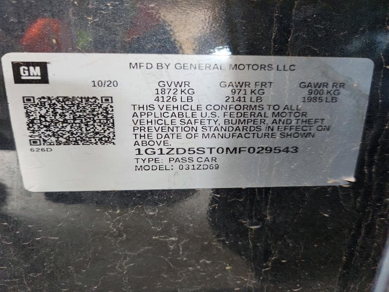 2021 CHEVROLET MALIBU LT 12