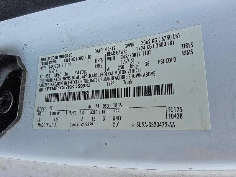 2019 FORD F150 12
