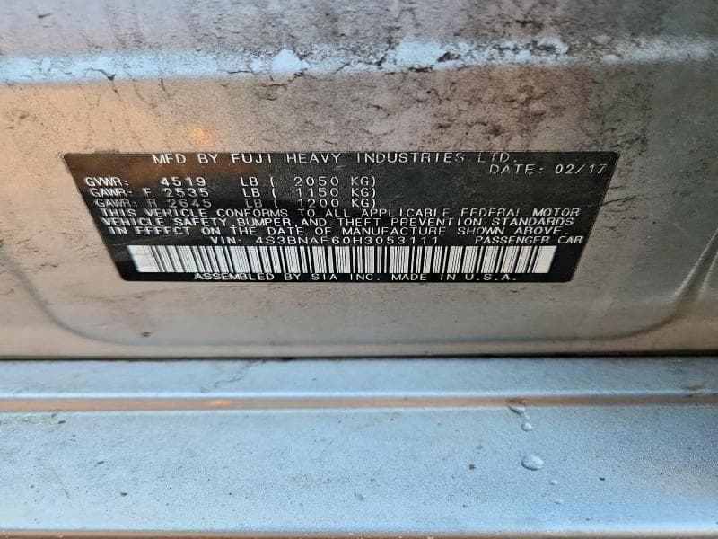 2017 SUBARU LEGACY 2.5I PREMIUM 12