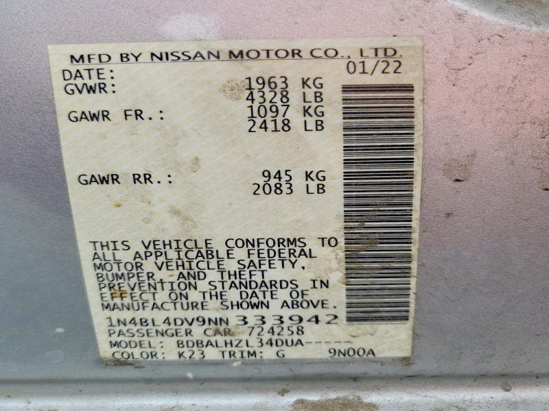 2022 NISSAN ALTIMA SV 12