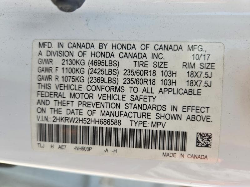 2017 HONDA CR-V EX 14