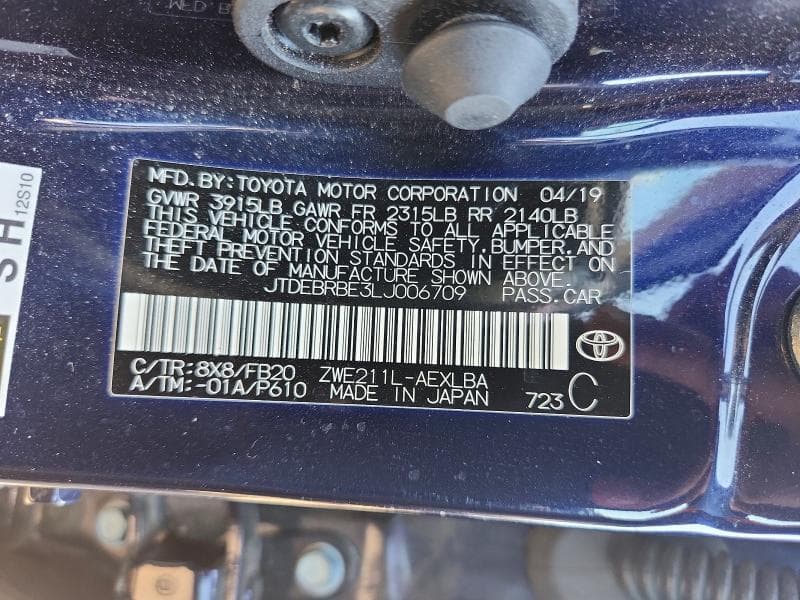 2020 TOYOTA COROLLA LE 13