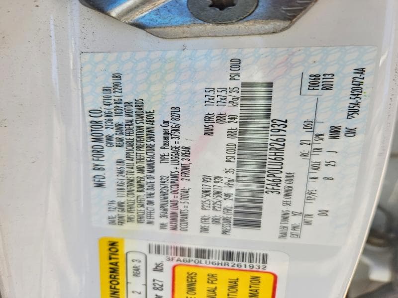 2017 FORD FUSION SE HYBRID 12