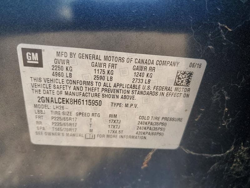 2017 CHEVROLET EQUINOX LT 13