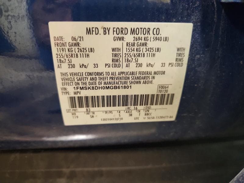 2021 FORD EXPLORER XLT 14