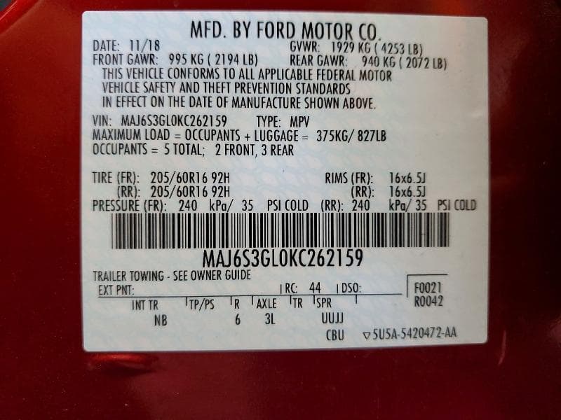 2019 FORD ECOSPORT SE 12
