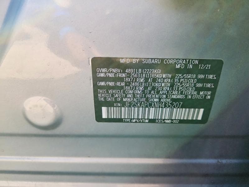 2022 SUBARU FORESTER LIMITED 14
