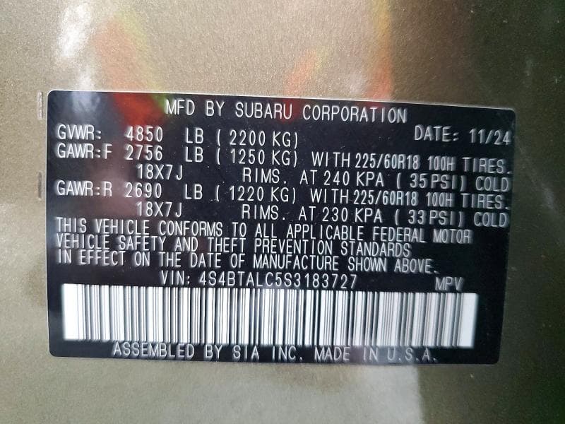 2025 SUBARU OUTBACK ONYX EDITION 14